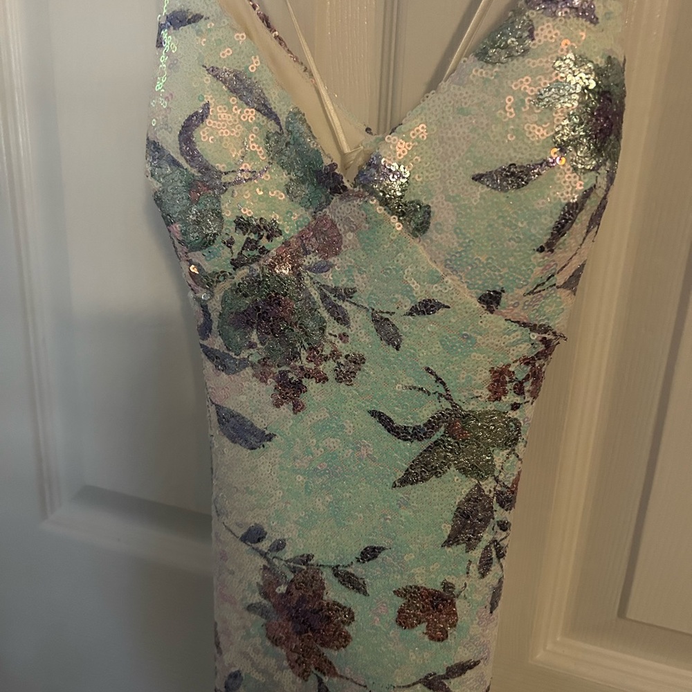 Floral Sequin Prom Dress